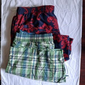 Tommy Hilfiger Plaid & Lands End Floral Swim Trunks Lot of 2